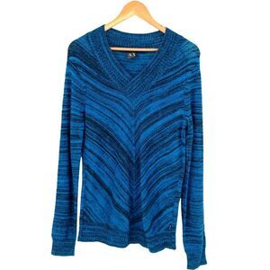 Armani Exchange blue and black v-neck sweater size small